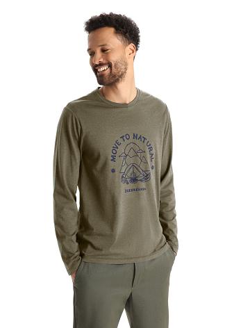 Men's Icebreaker Merino Central Classic T-Shirt Canopy Camper Long Sleeve Loden | CA 1722PJJQ